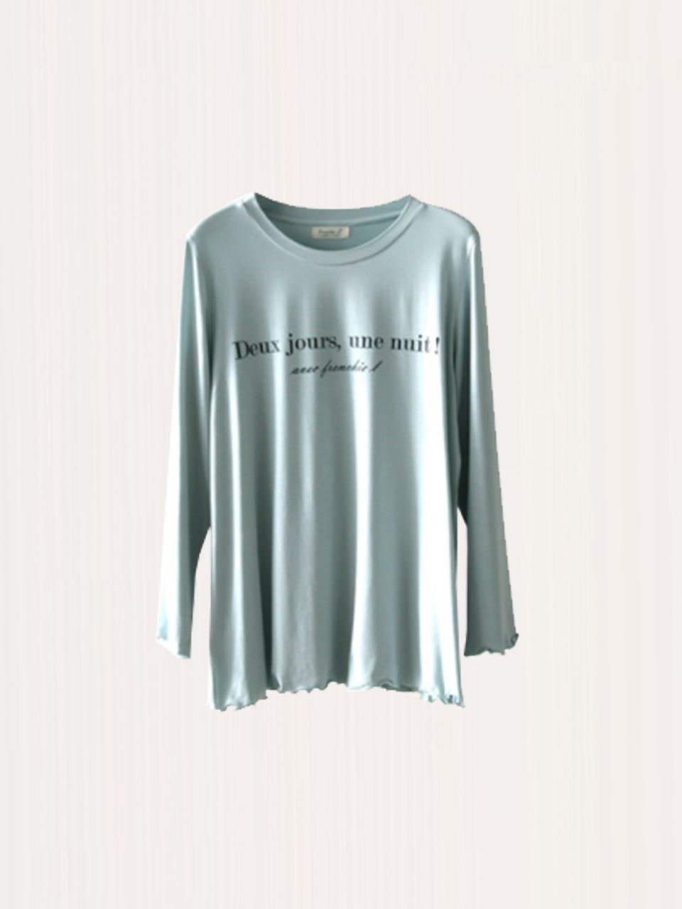 원포인트 모달 긴팔 티셔츠 - Mint blue