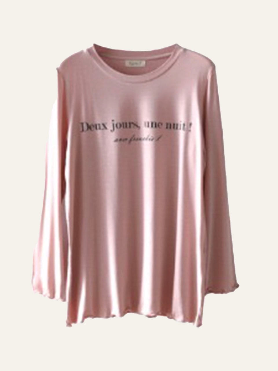 원포인트 모달 긴팔 티셔츠 - Pale pink